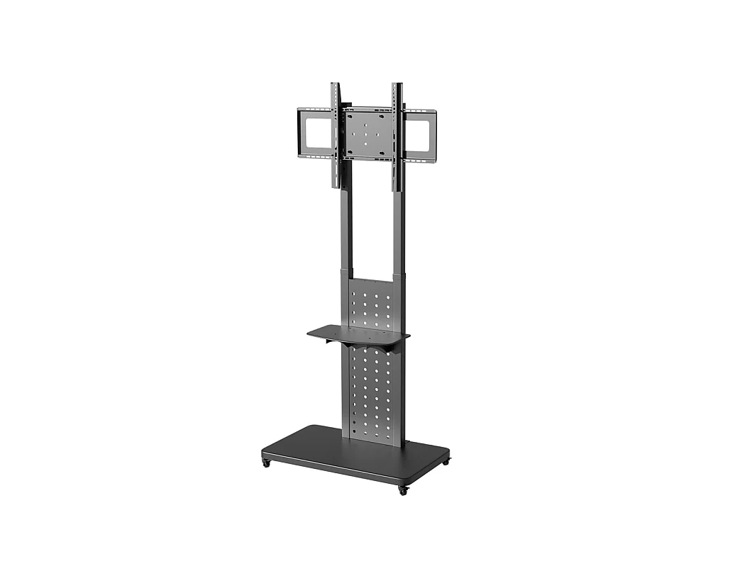 Support de TV avec 2 tablettes de rangement et  roulettes pour téléviseur de 32 à 65 pouce - Pied TV réglable charge 50kg VESA Max 600x400 Horizontal ou vertical