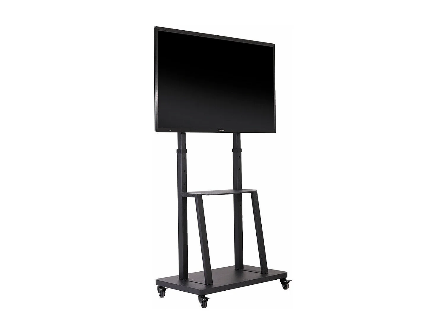Support de TV avec 2 tablettes de rangement et  4 roulettes pour téléviseur de 32 à 80 pouce - Pied tv réglable - charge 65kg VESA Max 600x400