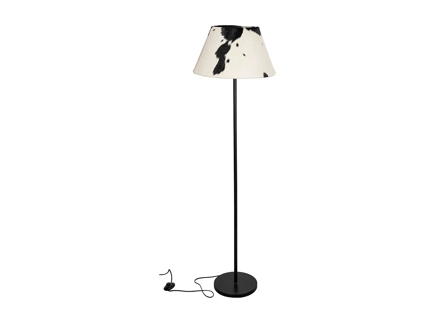 Lampadaire en métal et peau de vache
