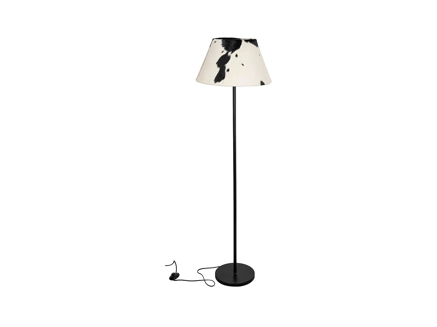 Lampadaire en métal et peau de vache