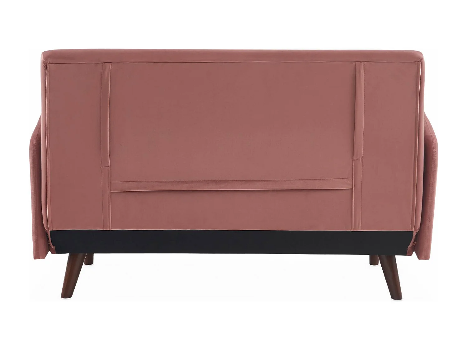 Sofá cama de terciopelo con patas de madera, 2 plazas rosa viejo