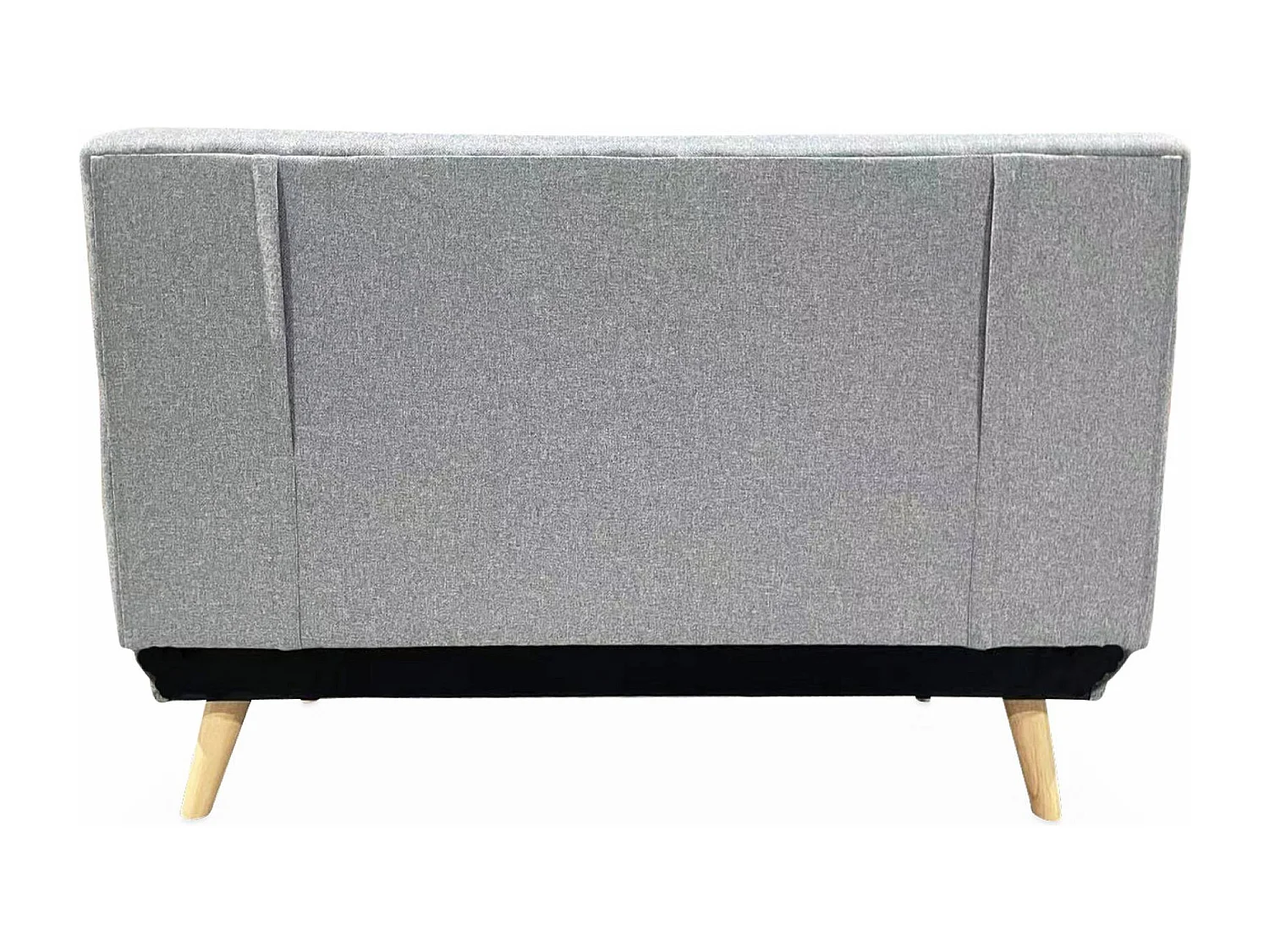 Divano letto a 2 posti in tessuto, gambe in legno, grigio chiaro