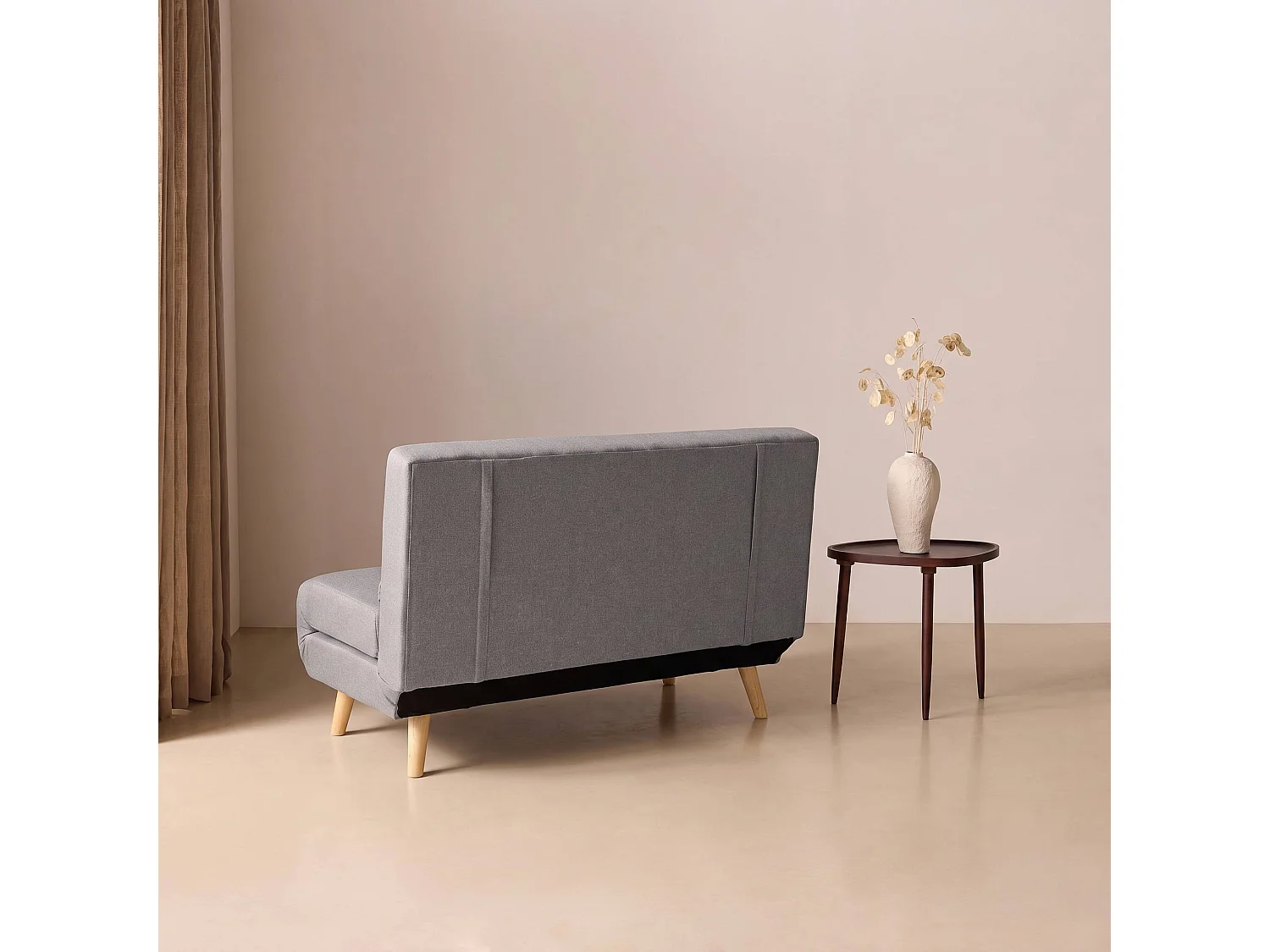 Canapé convertible 2 places inclinable en tissu gris clair