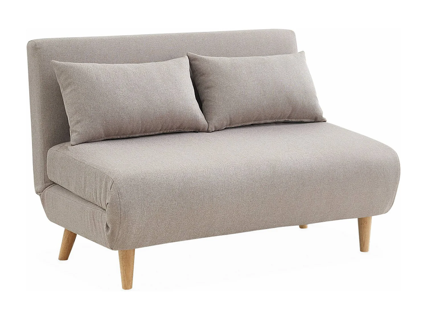 Sofá cama de con patas de madera, 2 plazas beige