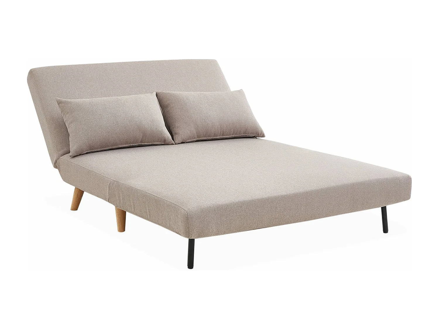Sofá cama de con patas de madera, 2 plazas beige