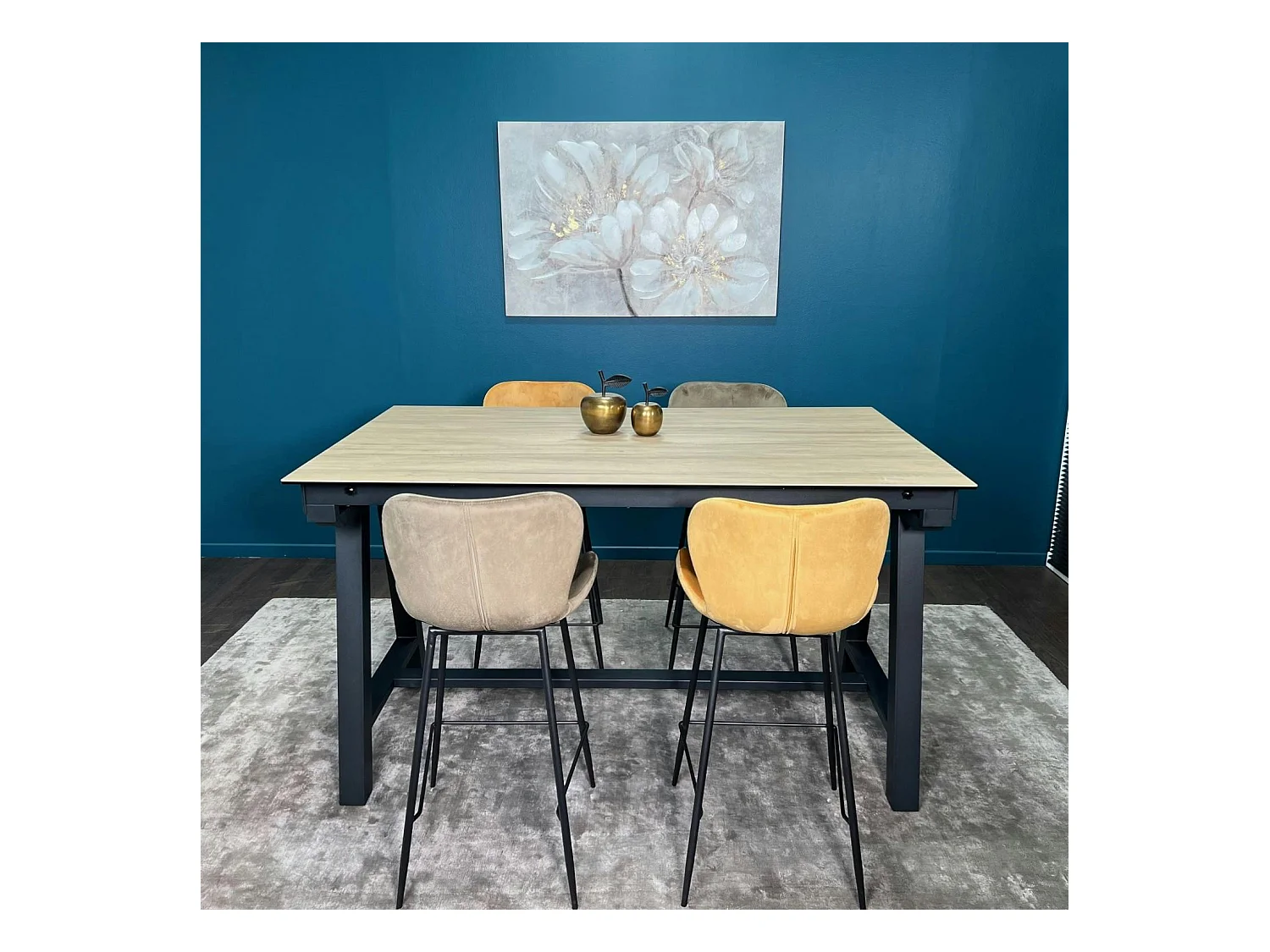 Table haute en céramique extensible effet bois 160-270 cm LOMBARDIE
