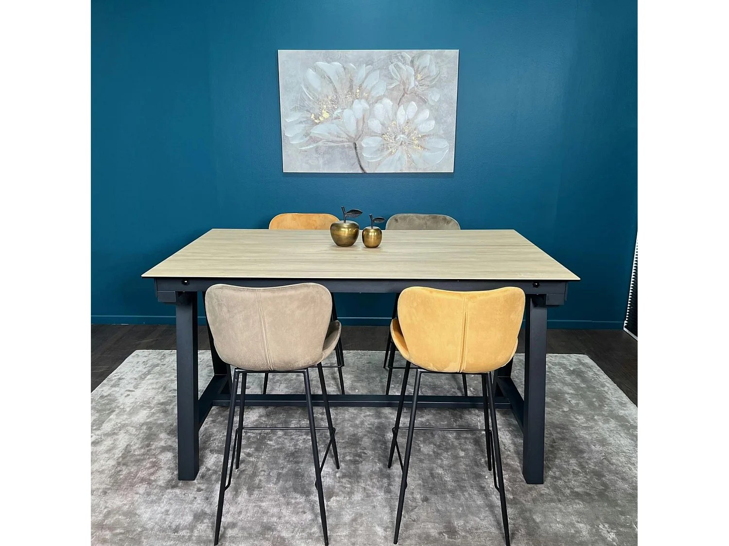 Table haute en céramique extensible effet bois 160-270 cm LOMBARDIE