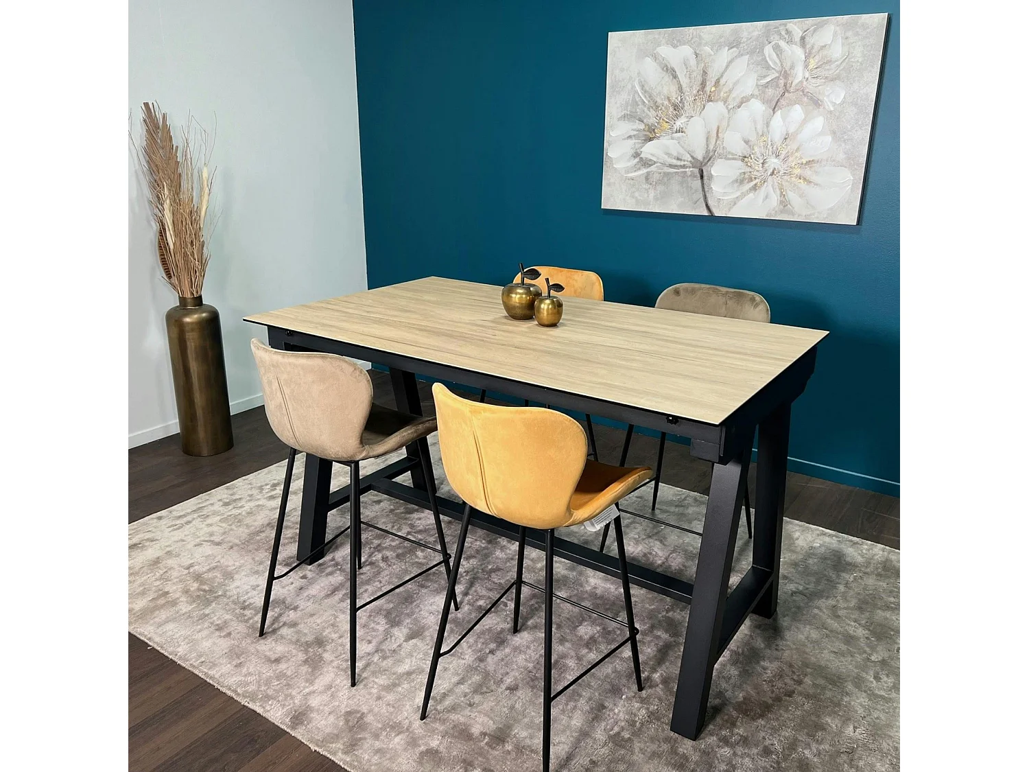 Table haute en céramique extensible effet bois 160-270 cm LOMBARDIE