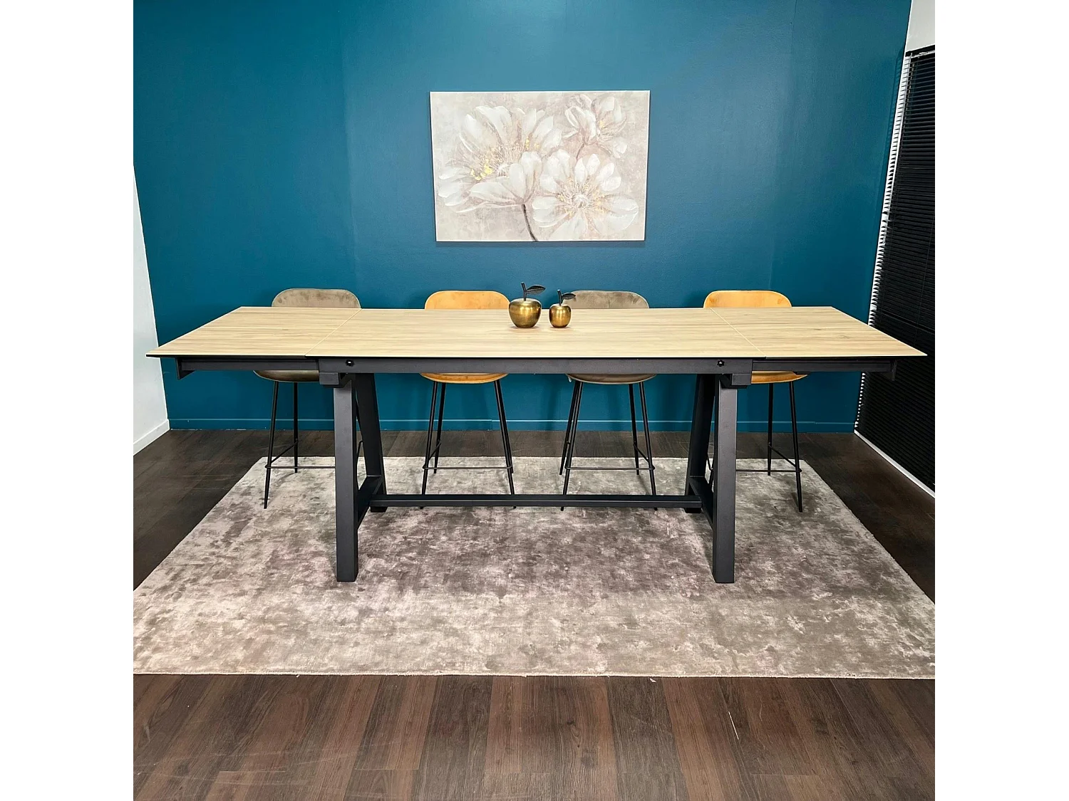 Table haute en céramique extensible effet bois 160-270 cm LOMBARDIE