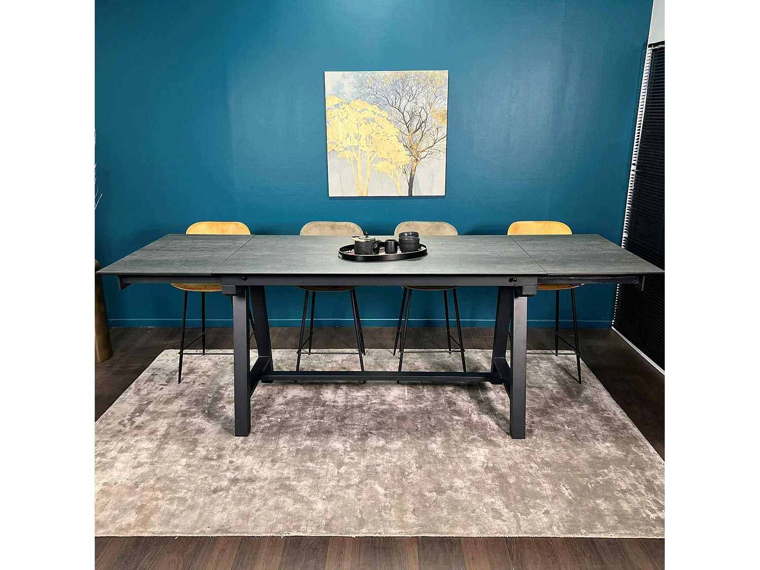 Table haute en céramique extensible effet ardoise 160-270 cm LOMBARDIE