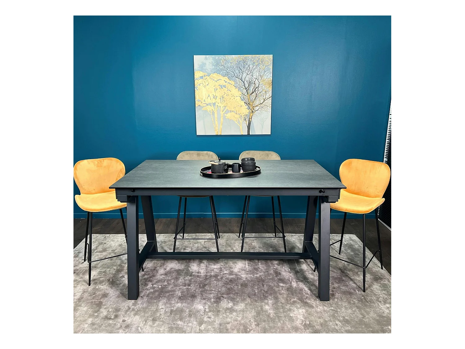 Table haute en céramique extensible effet ardoise 160-270 cm LOMBARDIE