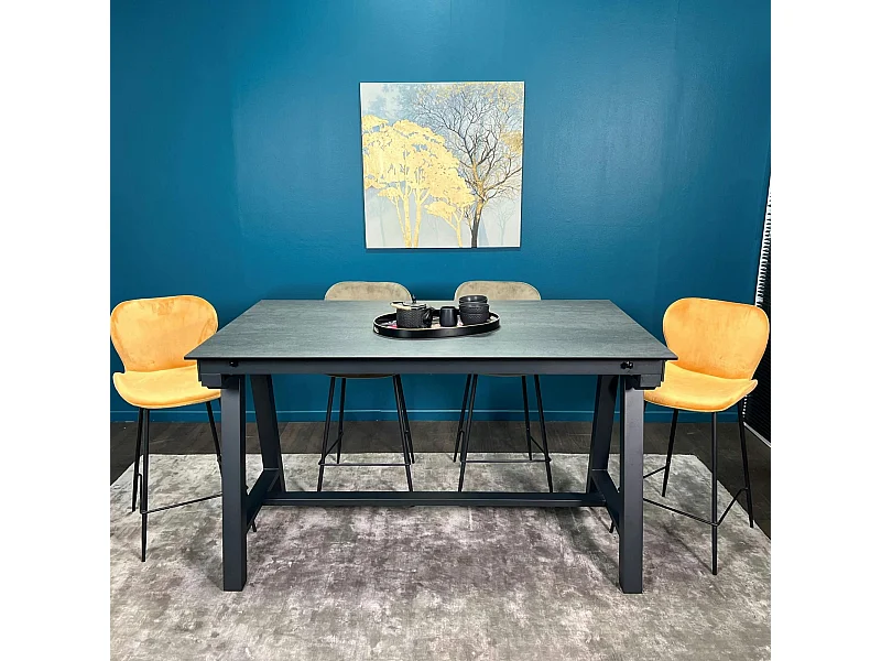 Table haute en céramique extensible effet ardoise 160-270 cm LOMBARDIE