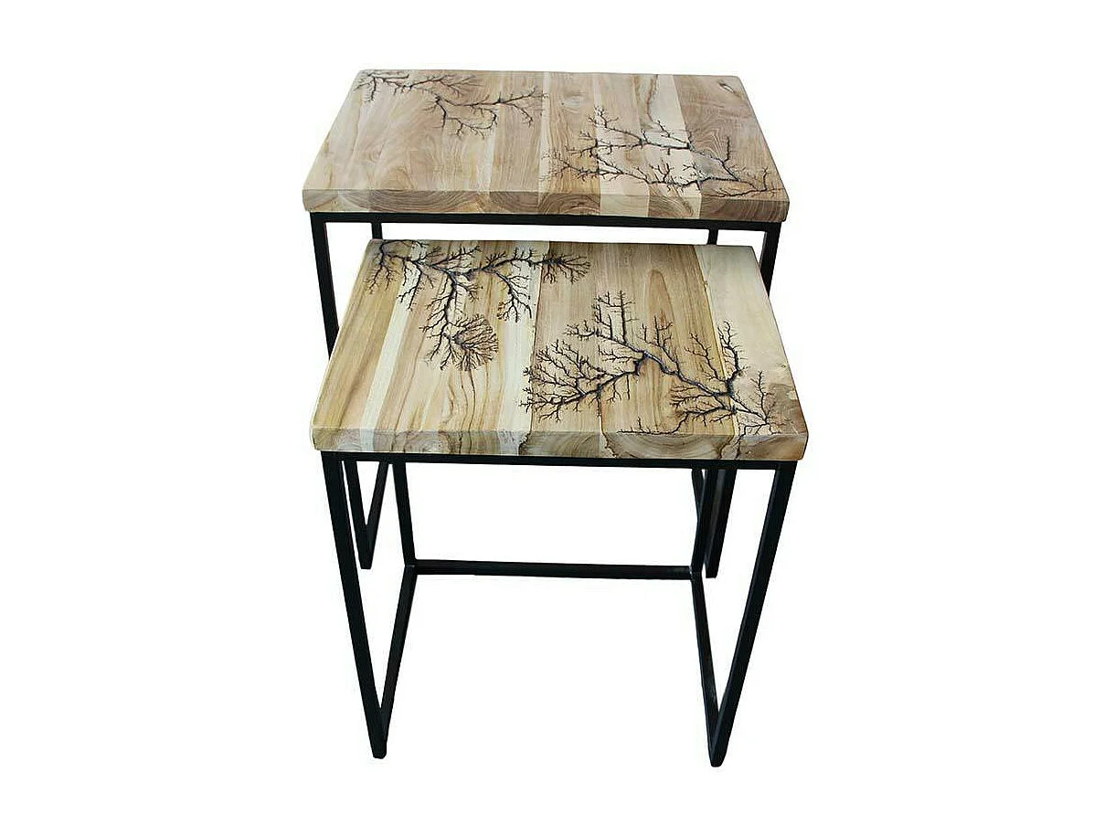 Tables basses gigognes x2 plateau teck arboré