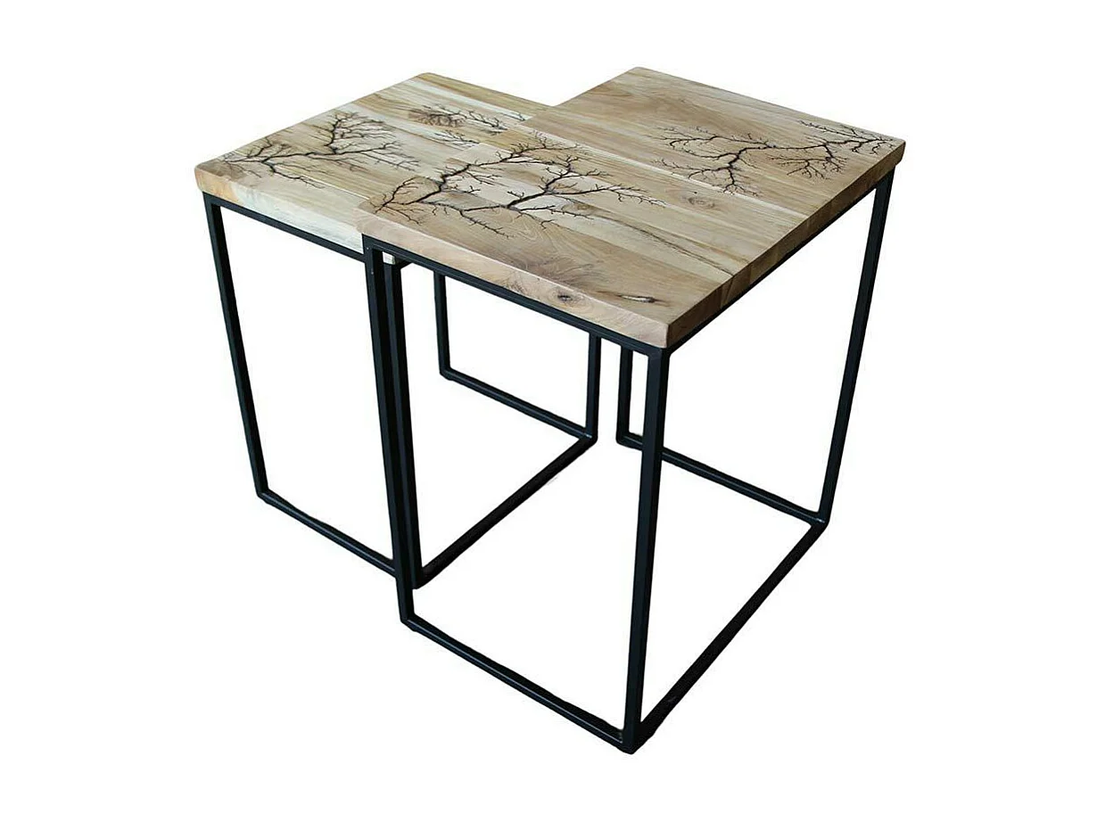 Tables basses gigognes x2 plateau teck arboré