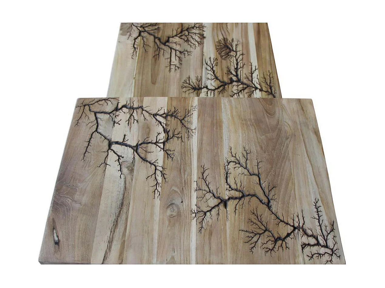 Tables basses gigognes x2 plateau teck arboré