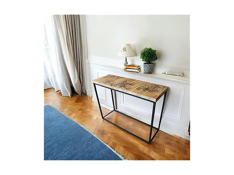 Console rectangulaire teck et pieds métal