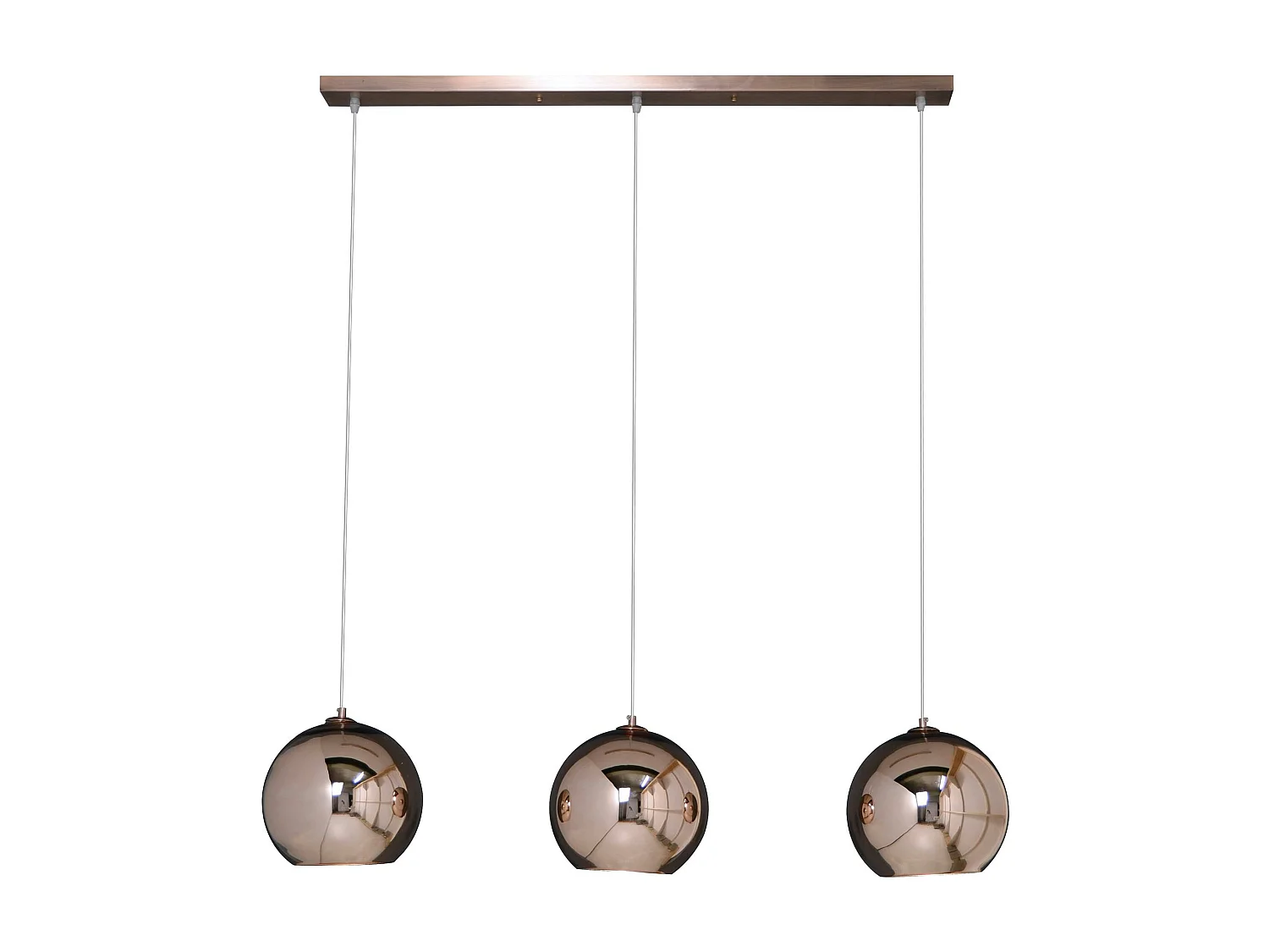 Suspension boule 3 lampes en verre cuivré JAVA