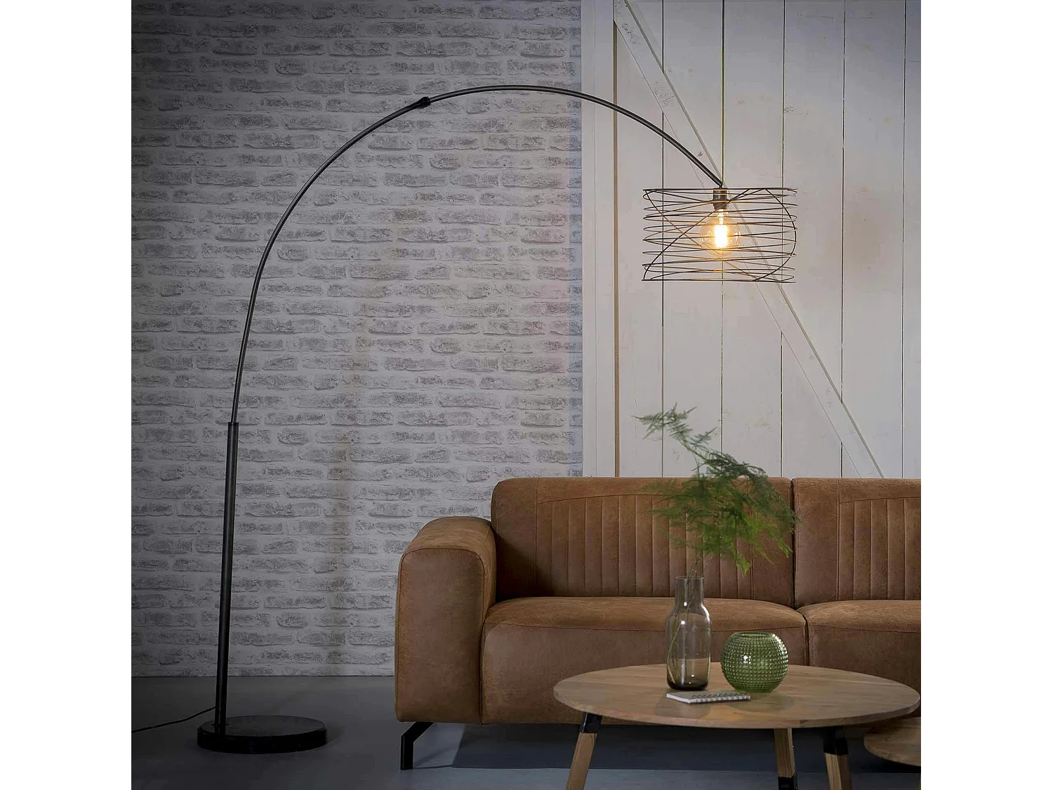 Lampadaire arc forme tourbillon anthracite noir