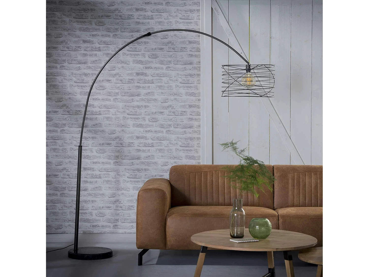 Lampadaire arc forme tourbillon anthracite noir