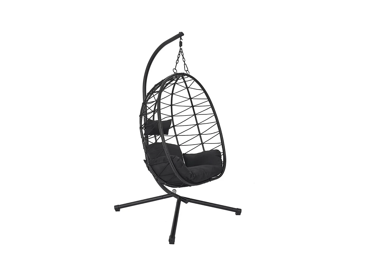 MALOA - Fauteuil Suspendu en Rotin Synthétique avec Pied Métal Noir
