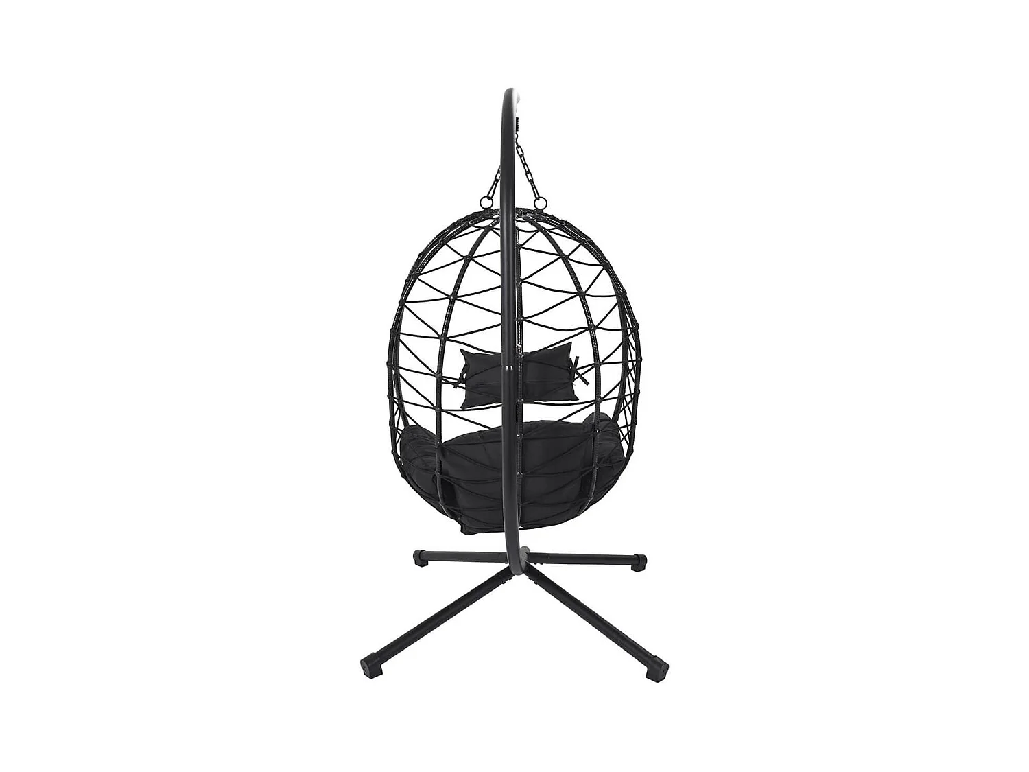 MALOA - Fauteuil Suspendu en Rotin Synthétique avec Pied Métal Noir