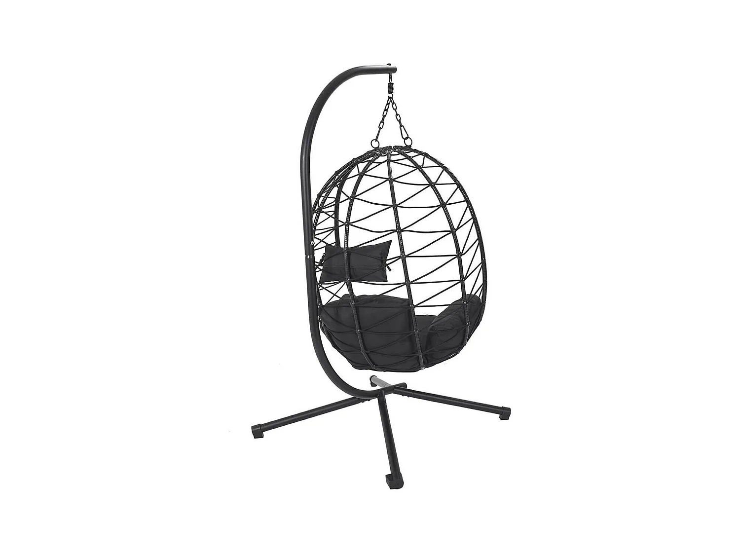 MALOA - Fauteuil Suspendu en Rotin Synthétique avec Pied Métal Noir