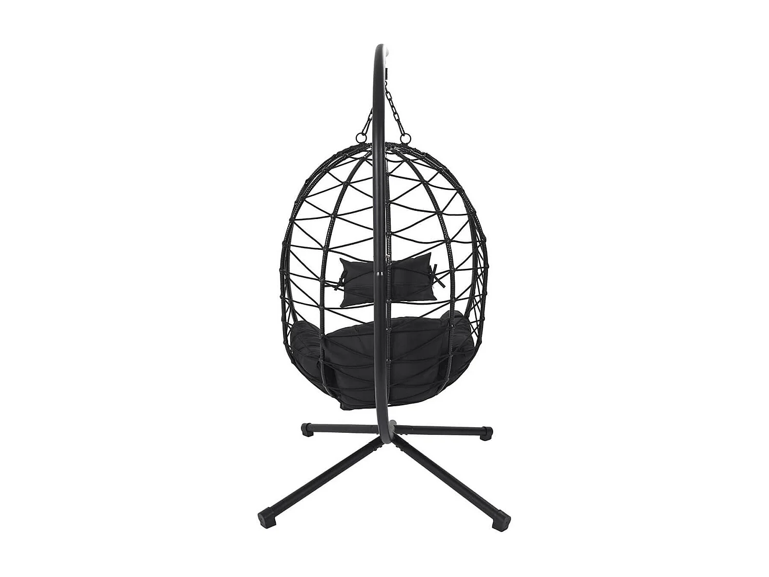 MALOA - Fauteuil Suspendu en Rotin Synthétique avec Pied Métal Noir