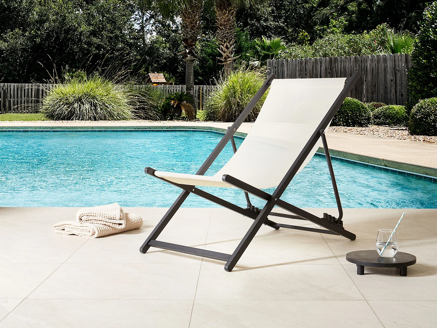 Chilienne pliante LOCRI II Métal Beige clair