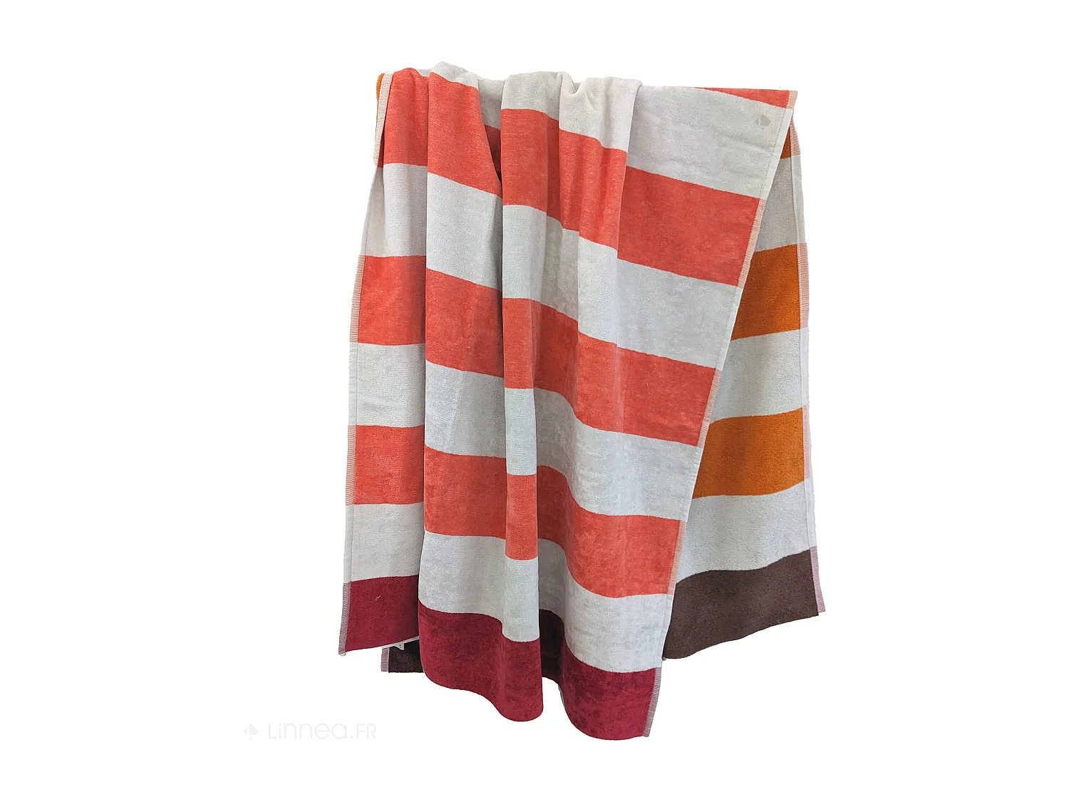 Drap de plage en velours de coton 100x180 cm PALLANTE orange à rayures
