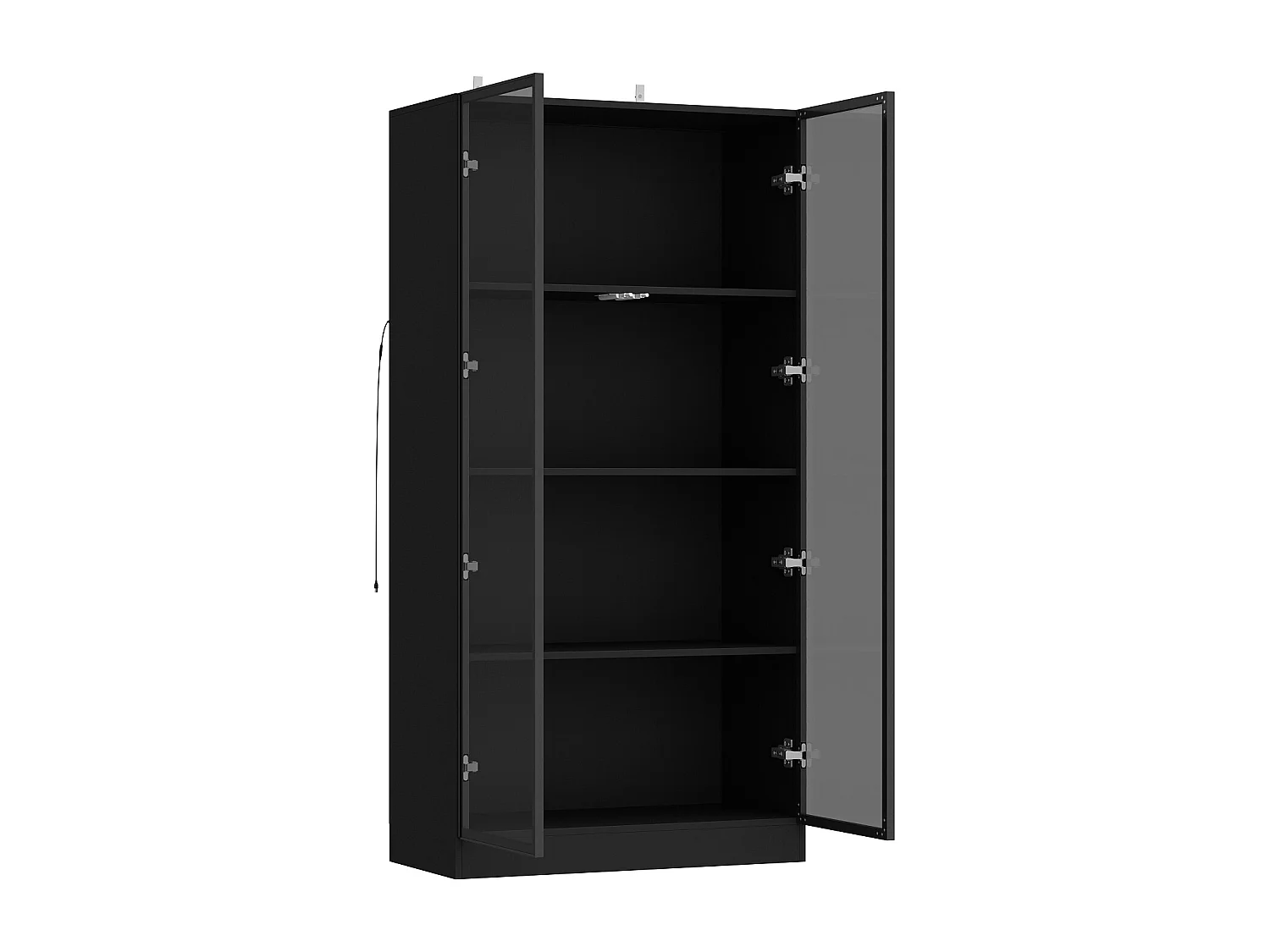 Vitrine avec LED 3 couleurs - 2 portes et à 4 niveaux - push to open, 80x40x160cm, Noir