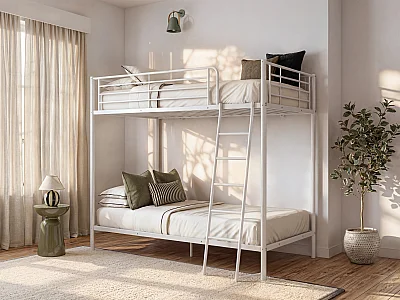 Bunk beds 2 x 140 x 190 cm - metal - white - GEMINI II