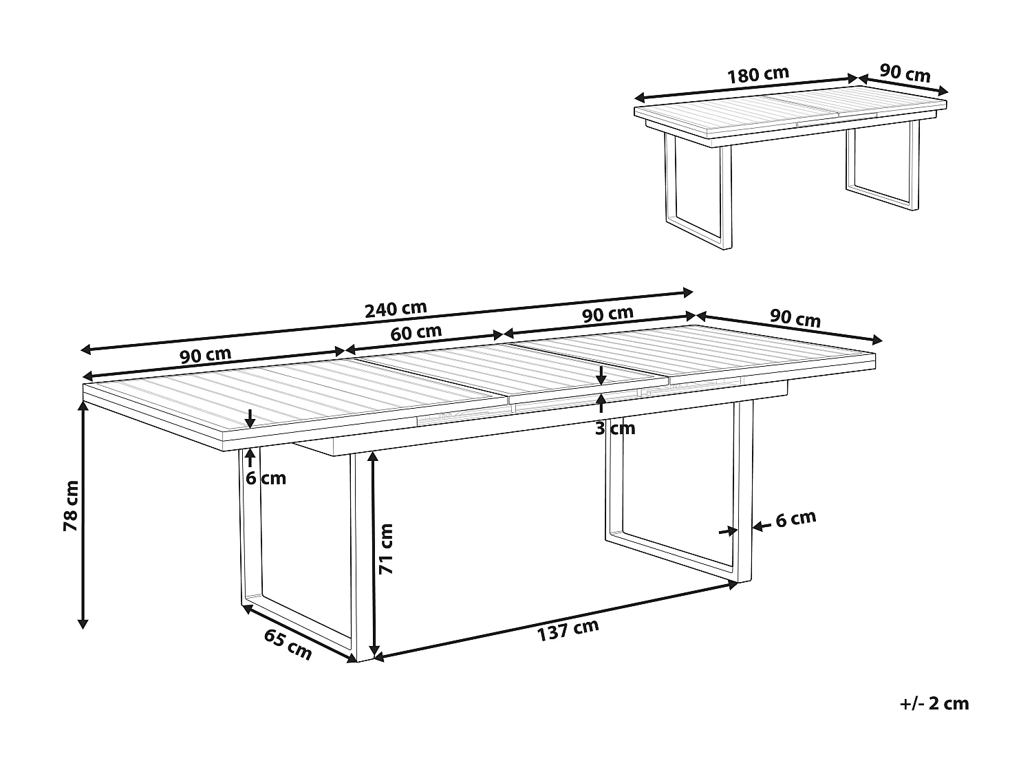 Tavolo da pranzo allungabile da giardino VALCANETTO 180/240 cm 90 cm Metallo Bianco