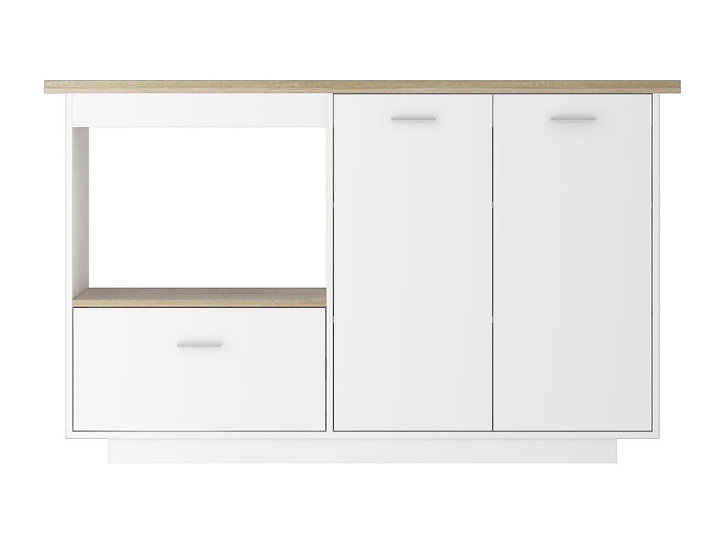 Îlot de cuisine avec tiroirs, Travail de plan,pour la cuisine, salon Bois&Blanc, 150x91x80cm