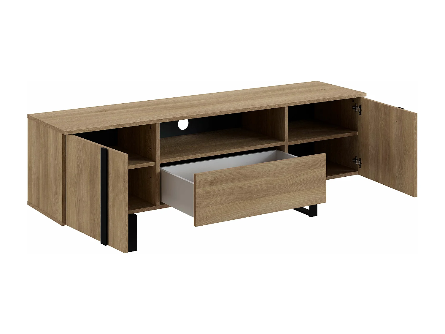 Meuble TV DUNE 2 portes 1 tiroir 55x160x40 cm chêne TALESA