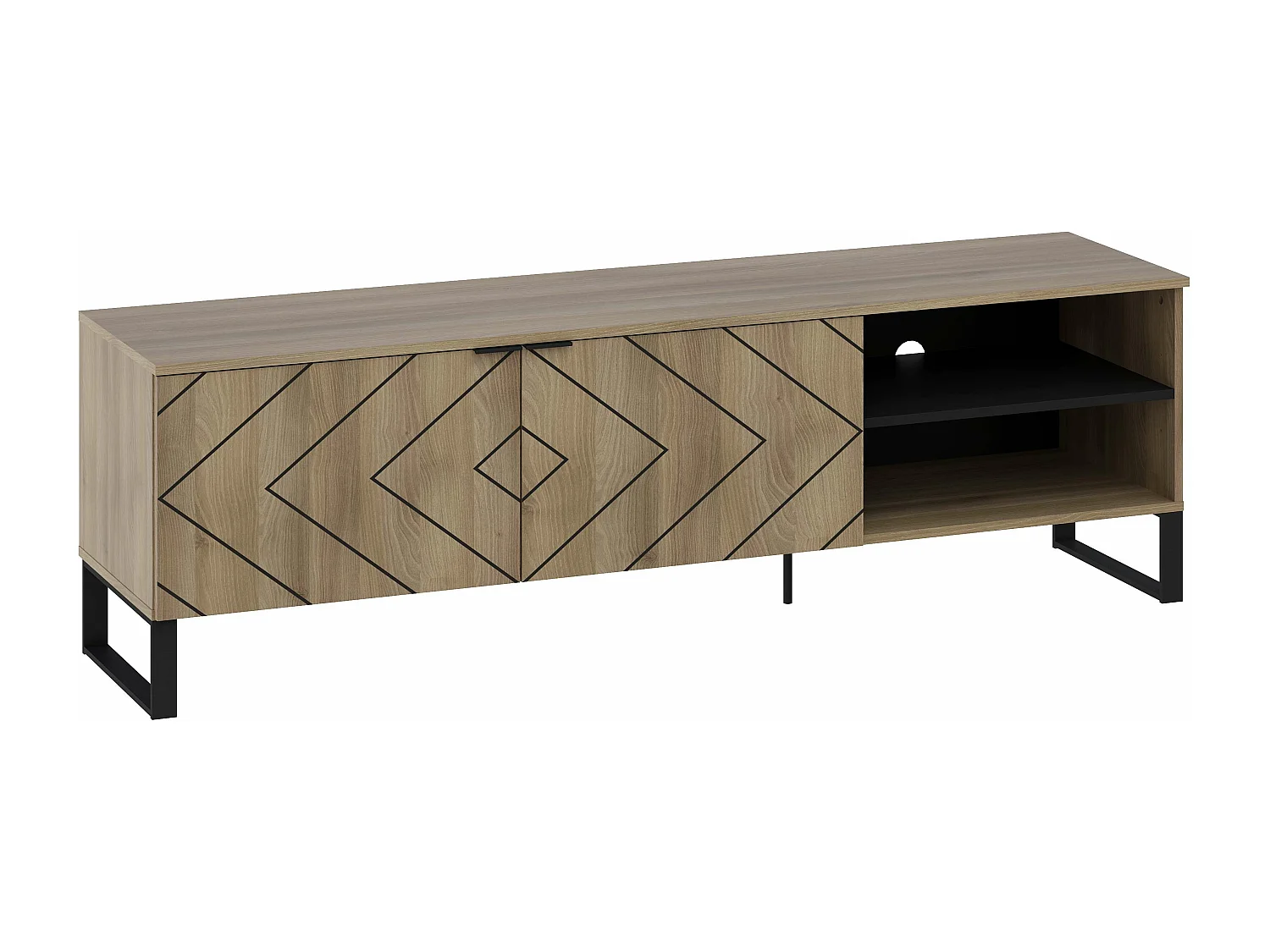 Meuble TV ROMO 2 portes 55x180x44 cm chêne TALESA