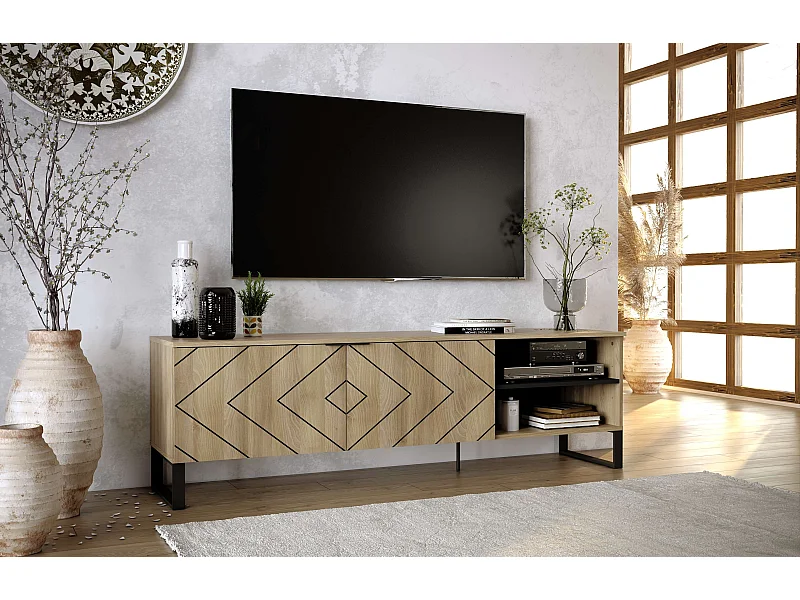 Meuble TV ROMO 2 portes 55x180x44 cm chêne TALESA