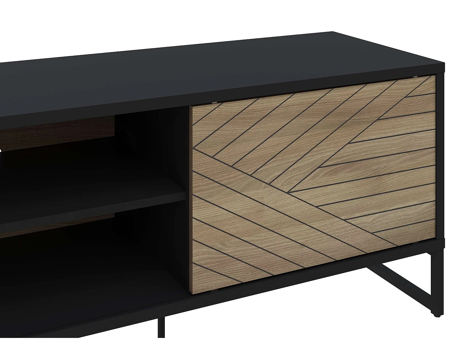 Meuble TV LANE 2 portes coulissantes  55x180x45 cm chêne et noir TALESA