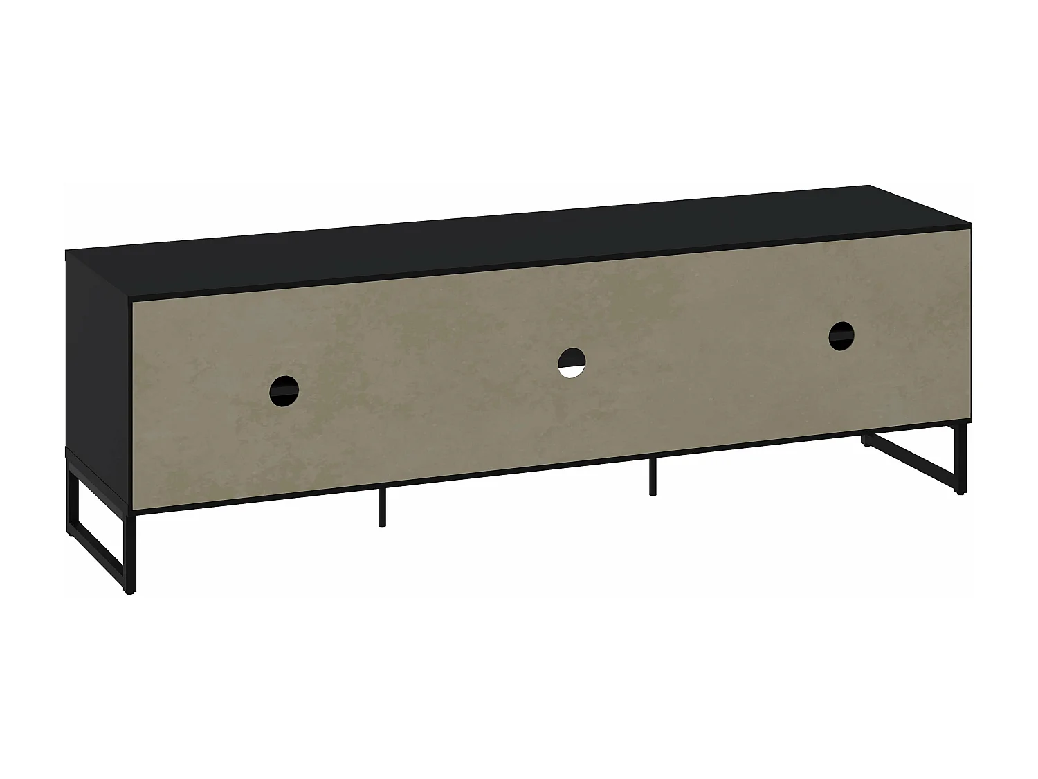 Meuble TV LANE 2 portes coulissantes  55x180x45 cm chêne et noir TALESA