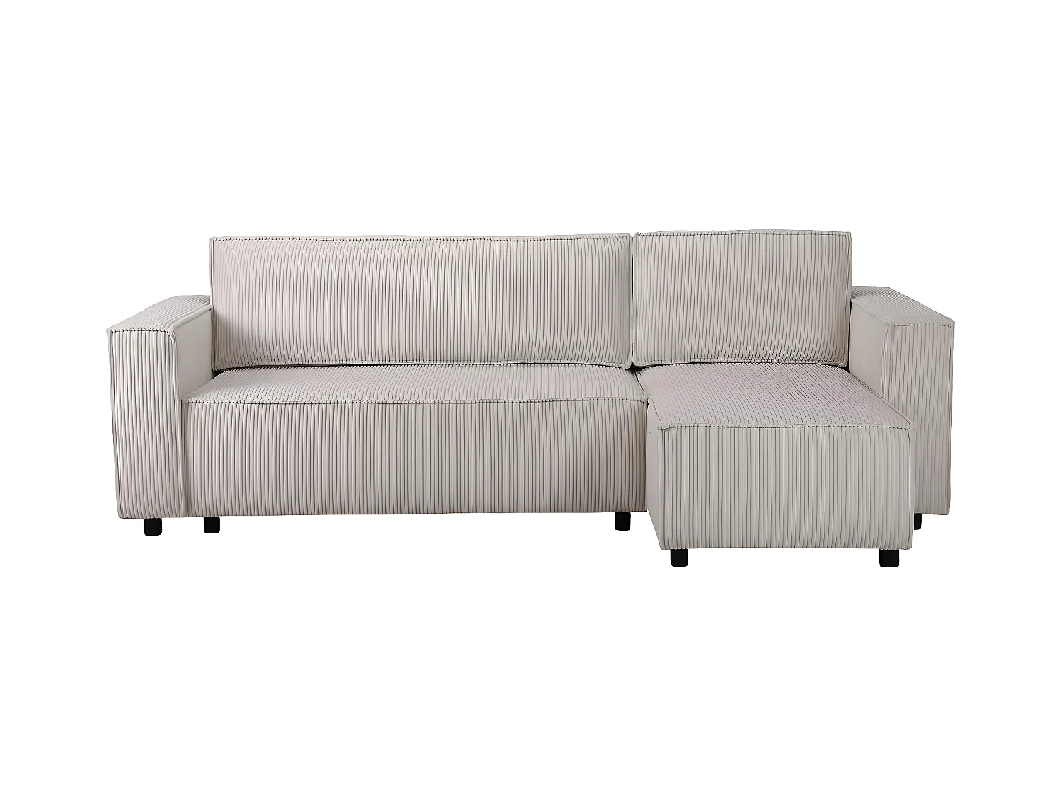 Sofá esquinero de pana "Montaigne S" - 3 plazas - Beige