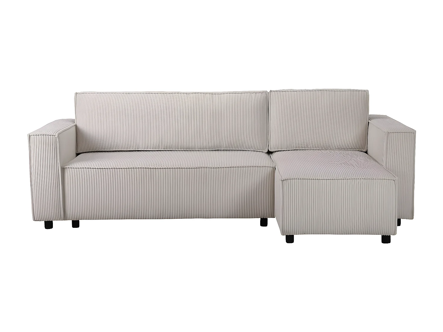 Canapé d'angle en velours côtelé "Montaigne S" - 3 places - Beige