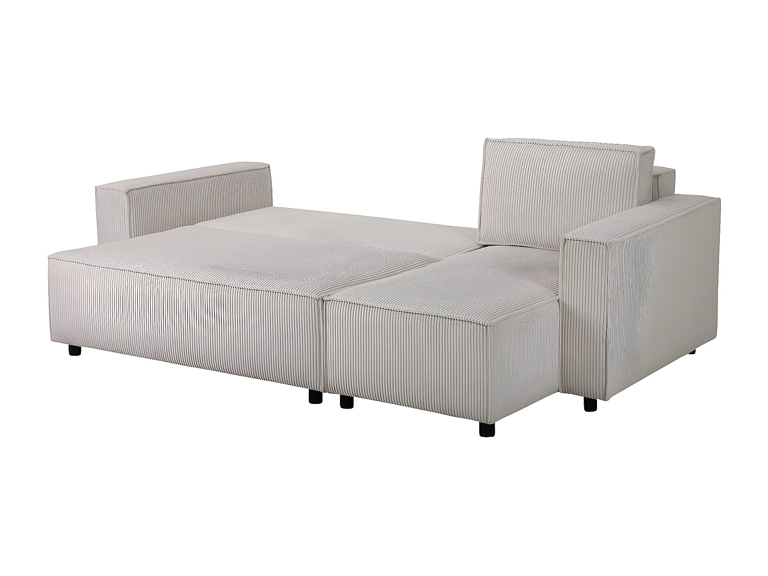 Canapé d'angle en velours côtelé "Montaigne S" - 3 places - Beige