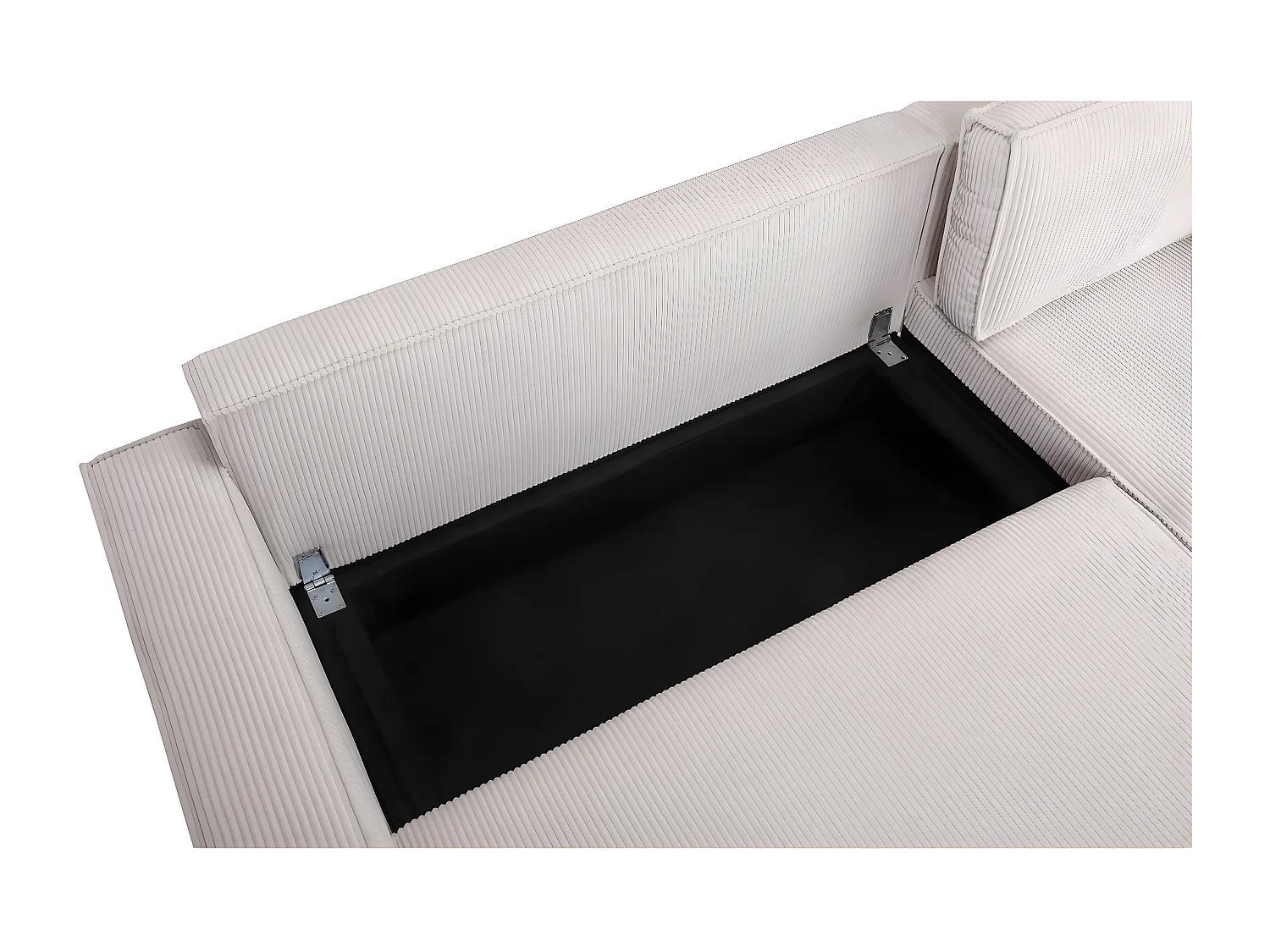 Canapé d'angle en velours côtelé "Montaigne S" - 3 places - Beige