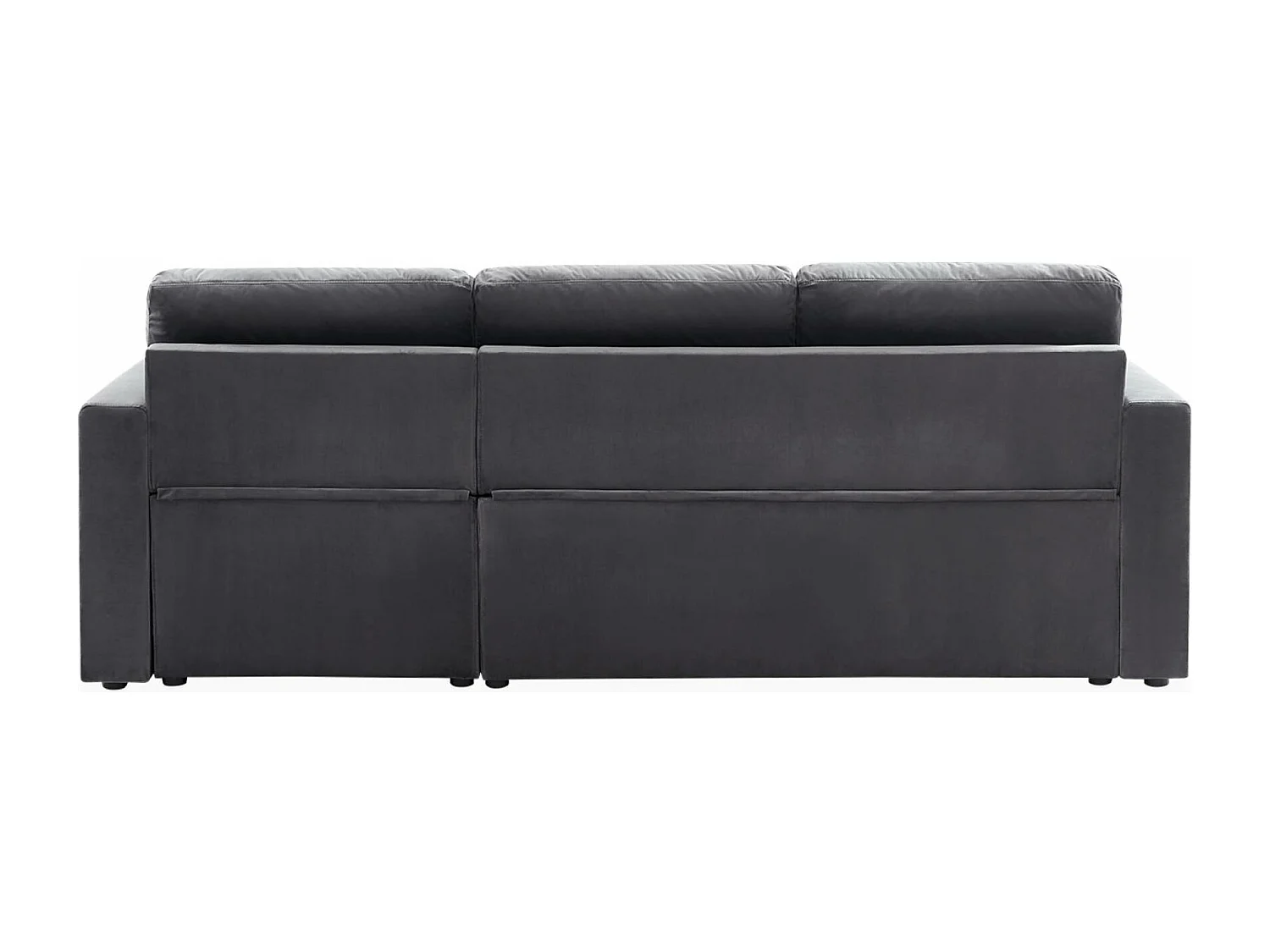 Canapé d'angle convertible en velours gris foncé 3 places. fauteuil d'angle réversible coffre rangement lit modulable