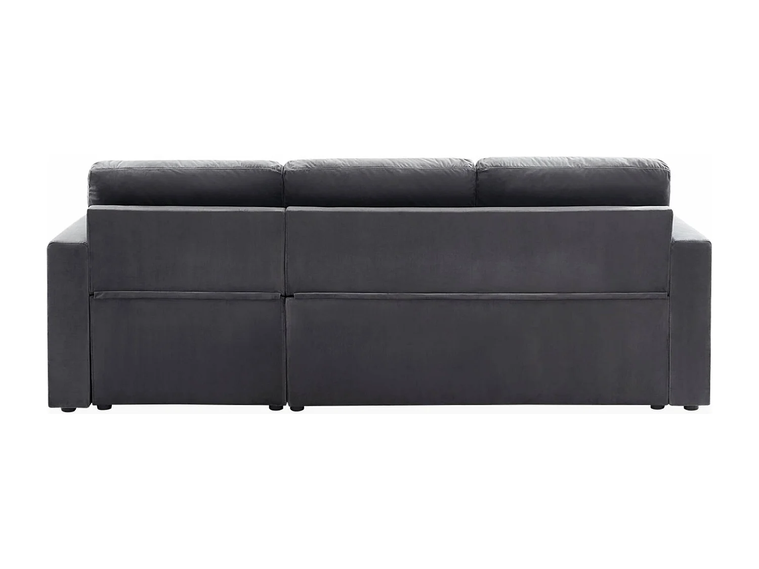 Divano letto angolare reversibile in velluto, 3 posti, grigio scuro