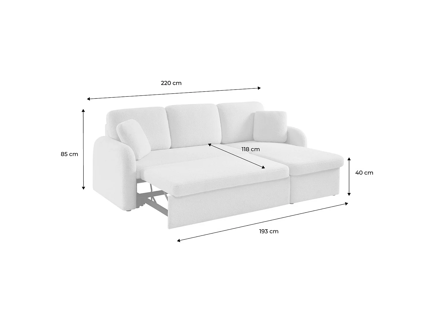 Sofá cama de borreguito, 3 plazas crema