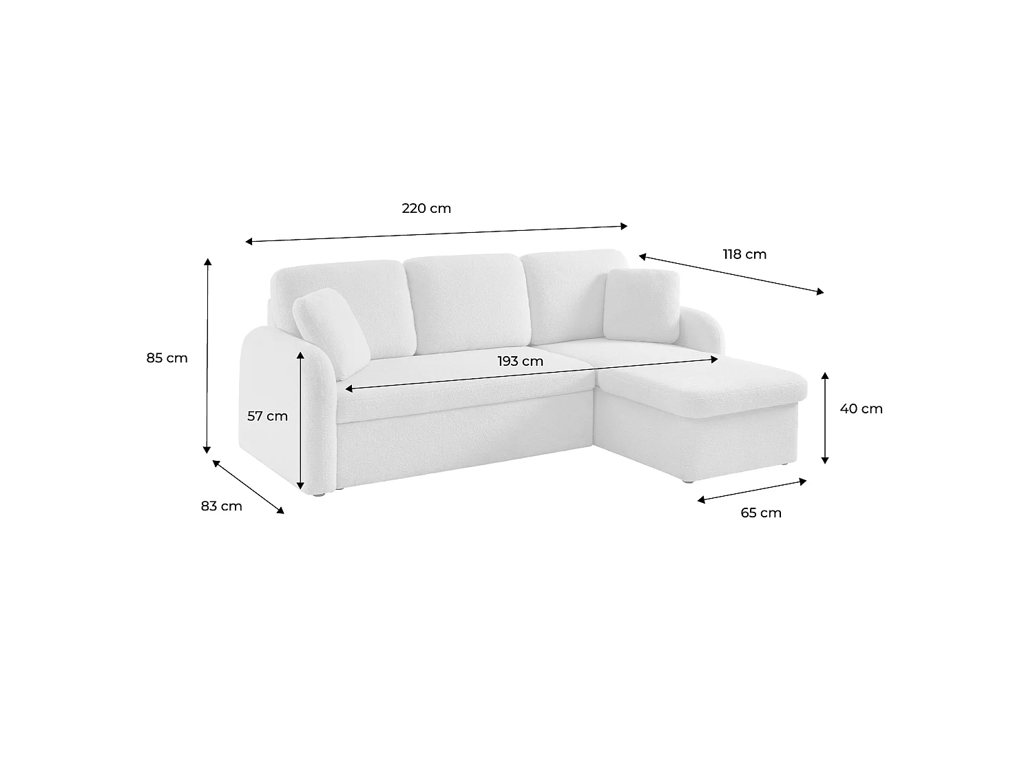 Sofá cama de borreguito, 3 plazas crema