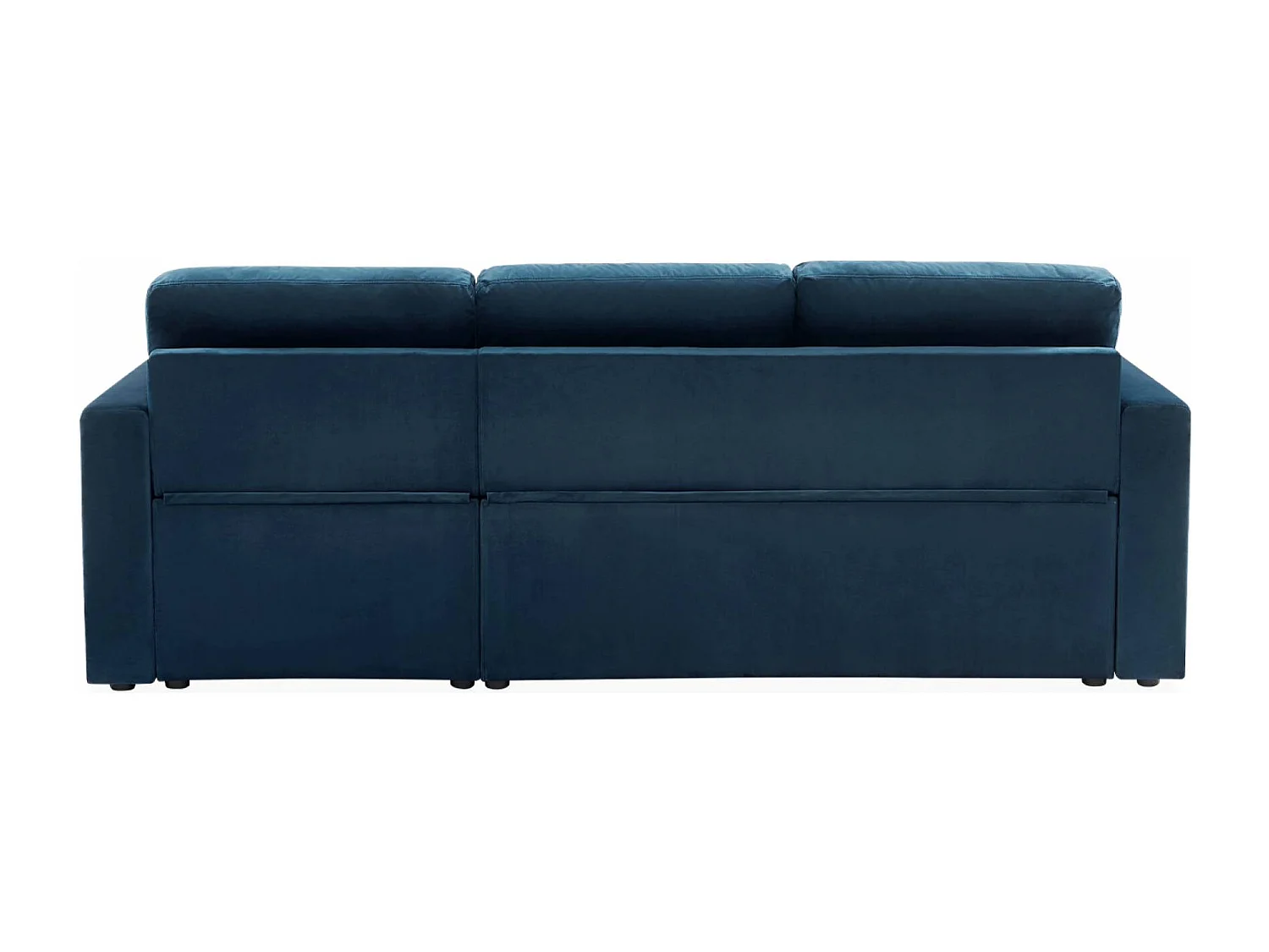 Canapé d'angle convertible en velours bleu pétrole 3 places. fauteuil d'angle réversible coffre rangement lit modulable