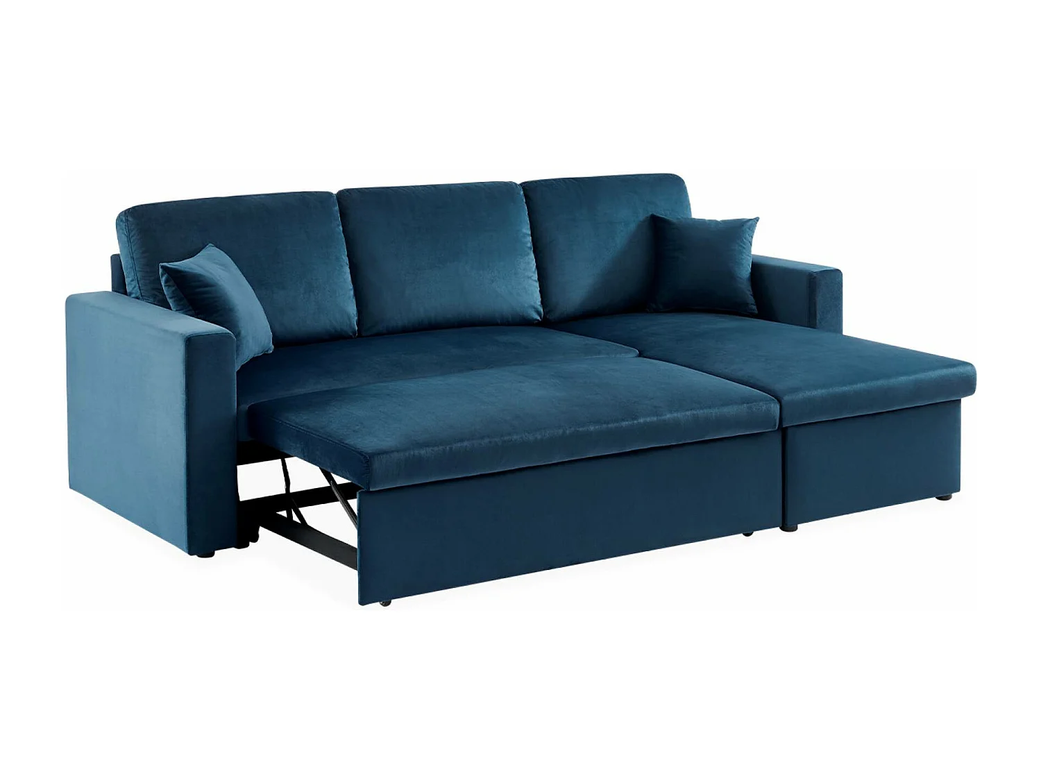 Divano letto angolare e reversibile velluto  3 posti, blu