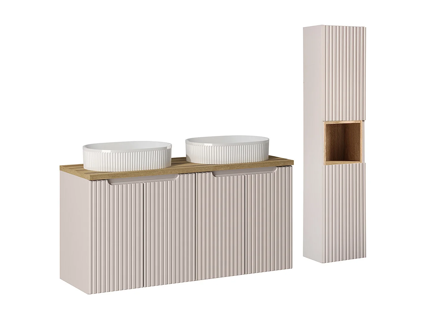 Set di mobili da bagno doppio lavabo Riva cachemire 120cm