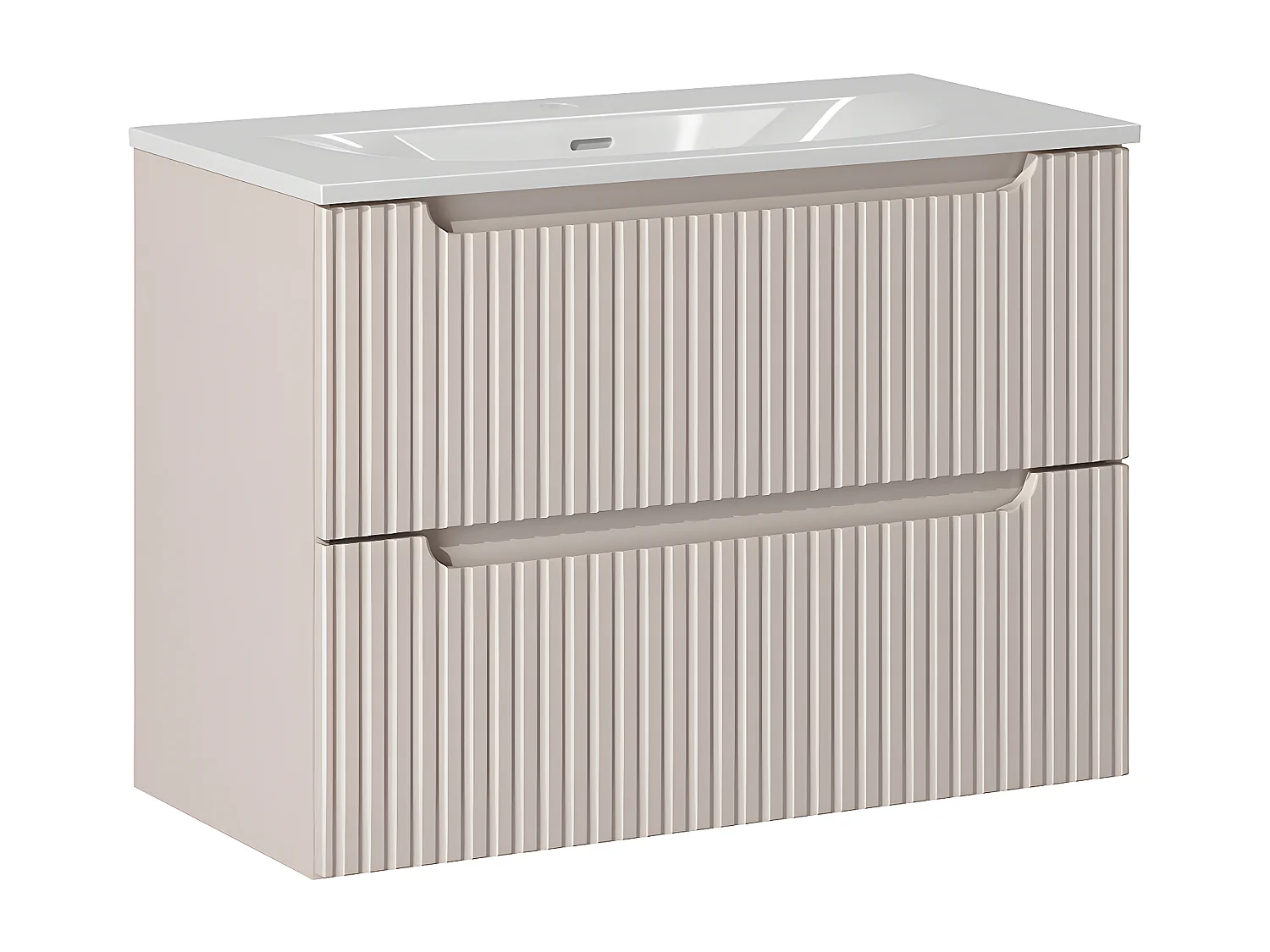 Conjunto de muebles con lavabo individual encastrado 80cm 2 cajones y columna Riva Cachemira y Madera